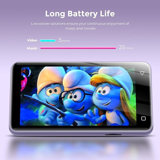 innioasis 80GB MP3 Player with Bluetooth and WiFi, MP3 Player for Kids with Spotify, Spotify Kids, Pandora, Audible, 4.0" Touch Screen Music Player with Parental Controls, Up to 1TB (White+ Purple)