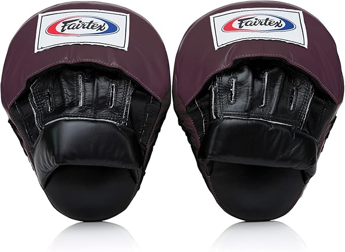 Fairtex FMV9 Contoured Focus Mitts |Striking Accuracy & Protection for Boxing, Muay Thai, Kickboxing |Ergonomic Design, Soft Padding, Secure Fit Leather