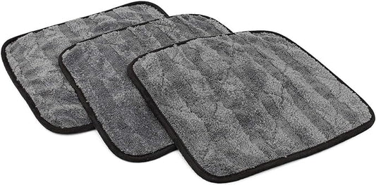 The Rag Company Gauntlet Car Drying Towel - 70/30 Korean Microfiber, Dries Faster Without Scratching, 900gsm, 12x12 inches, Ice Grey/Grey, 3 Pack