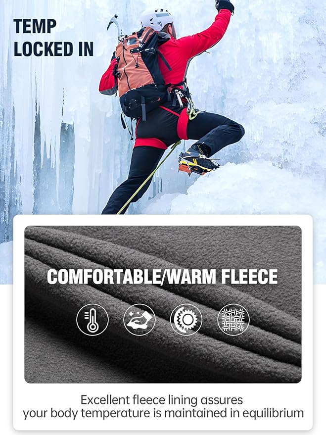 FREE SOLDIER Men's Outdoor Softshell Fleece Lined Cargo Pants Snow Ski Hiking Pants with Belt
