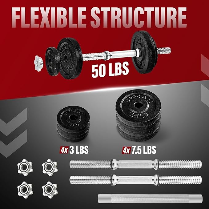 Yes4All Old School Adjustable Dumbbell Set with Weight Plates, Star Lock Collars/Connector, 40lbs to 200lbs Adjustable Weight Plates Set