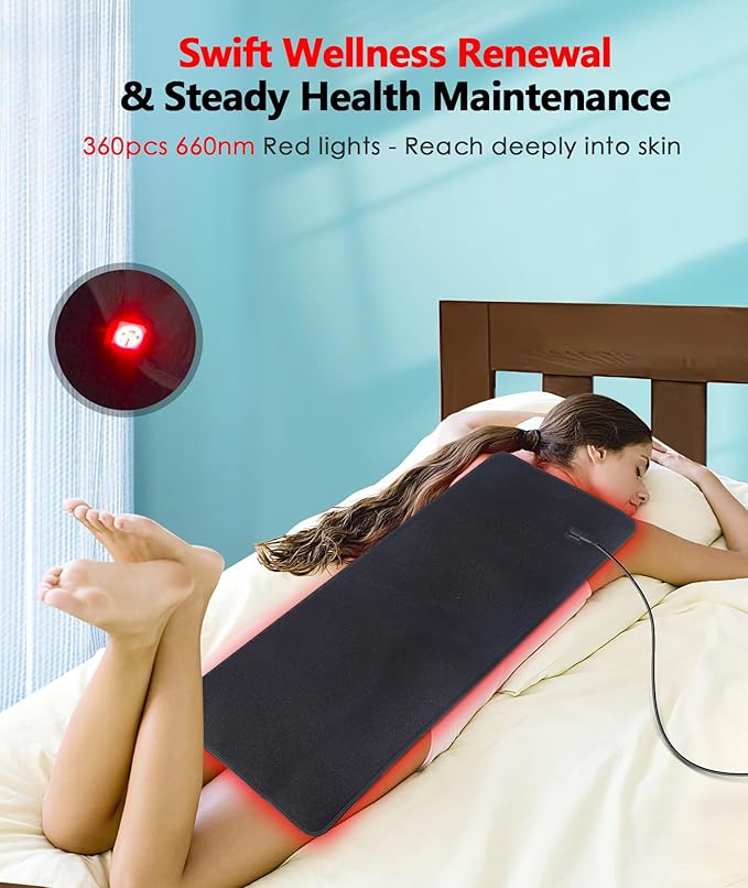 Red Light Therapy Pad for Body, 60W LED Red & Infrared Light Device Mat with 660nm & 850nm Wavelengths for Waist Back Shoulder Muscle Pain Relief FSA Eligible