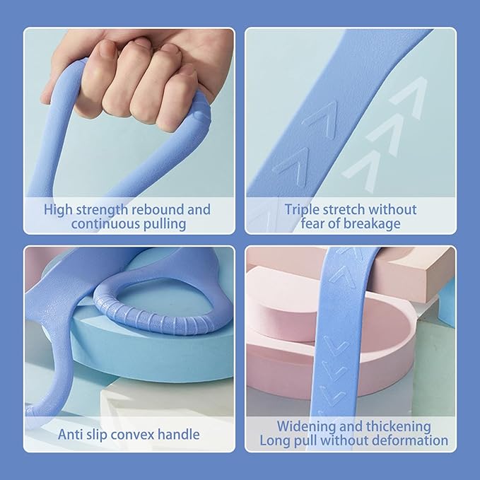 Figure 8 Fitness Resistance Band, Arm Back Shoulder Exercise Elastic Rope Stretch Fitness Band, Foot, Leg, Hand Stretcher, Arm Exerciser for Yoga Pilates Stretching Physical Therapy（Purple and Blue