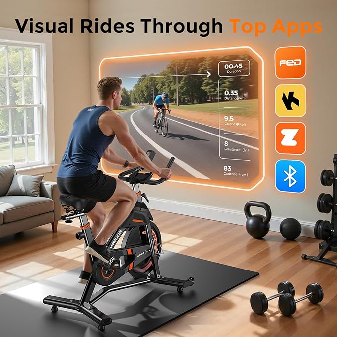 YOSUDA Magnetic Exercise Bike,Stationary Bikes for Home with Exclusive App, 400 lbs Weight Capacity & 50 lbs Flywheel, Indoor Cycling Bike with Tablet Holder & Adjustable Seat and Handlebars