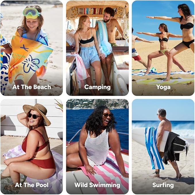 Dock & Bay Quick Drying Towel - for Sports & Gym - Compact, Lightweight - 100% Recycled - Includes Bag - Sand to Streets, Medium (130x70cm, 51x27)