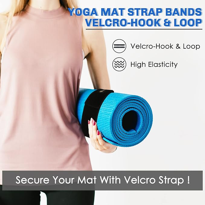 Aolamegs Yoga Mat Strap,Heavy Duty Bungee Straps Band,Wrap Organizer for Yoga Mat/Workout/Exercise(20" L x 2" W)