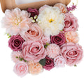 AGIRL Rose Artificial Flowers Combo Fake Flowers Pink Roses Silk Flowers with Stems for DIY Bridal Wedding Bouquets Centerpieces Arrangements Table Party Baby Shower Home Decor (Champagne Pink)