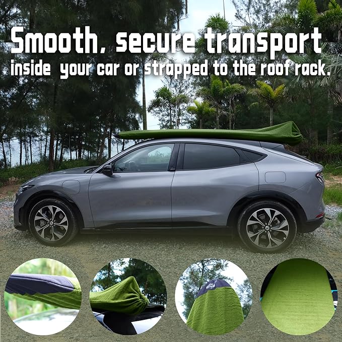 GrowSwell fabric Sock for Surfboard, Treetop Green Surfboard Cover, Surfboard Protection from Scratches, Dings, Wax, UPF 50+ proteciton, Keep 30°F cooler when covered