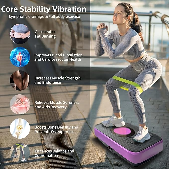 Vibration Plate Fitness Platform Whole Body Exercise Machine with 120 Speed Levels, Lymphatic Drainage, Fat Burning, and Weight Loss, Perfect for Women, Men, and Home Gym Exercise