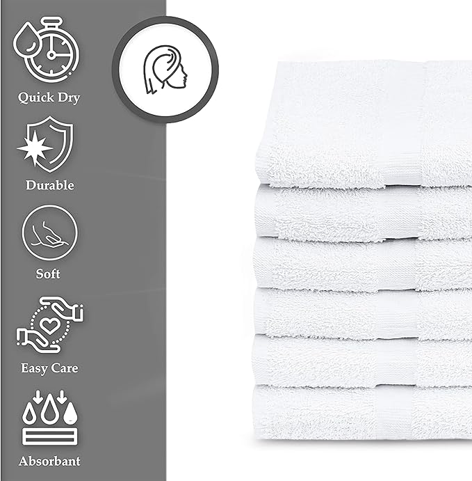 GOLD TEXTILES 24 PCS New White 20X40 Cotton Blend Economy Bath Towels Soft & Quick Dry Salon Hair Towel-Gym Towel (2 Dozen)