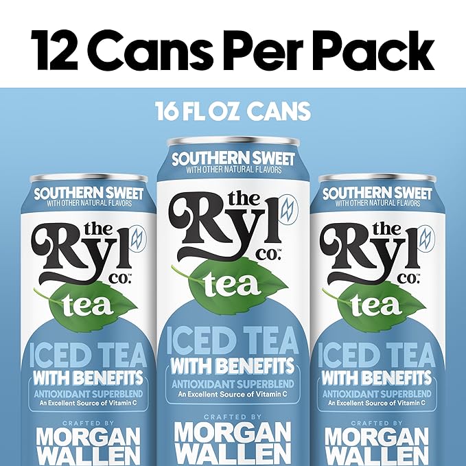 Ryl Iced Tea, Wallen's Sweet Tea, Antioxidant Superblend, No Artificial Ingredients, 16.0 Fl Oz (12-Pack)