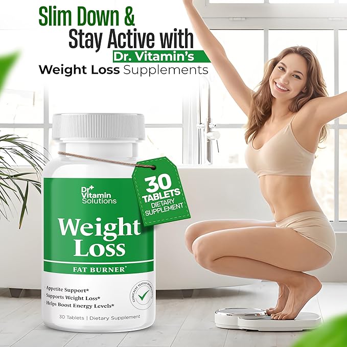 DR VITAMIN SOLUTIONS Weight Loss Supplements for Women & Men - Includes Green Tea Extract, Chromium, Vitamin B6 - Energy Booster, Belly Fat Burner & Appetite Suppressant Diet Pills - 30 Tablets
