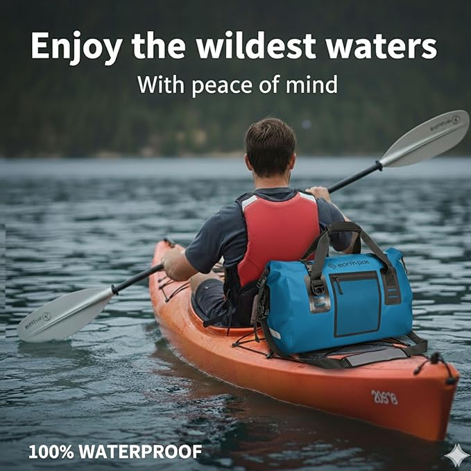 Earth Pak Waterproof Duffel Bag - Heavy Duty Motorcycle Dry Bag with Large Storage Space Perfect for Traveling, Camping, Kayaking, Fishing & Canoeing Bag 50L/70L/90L/120L Sizes