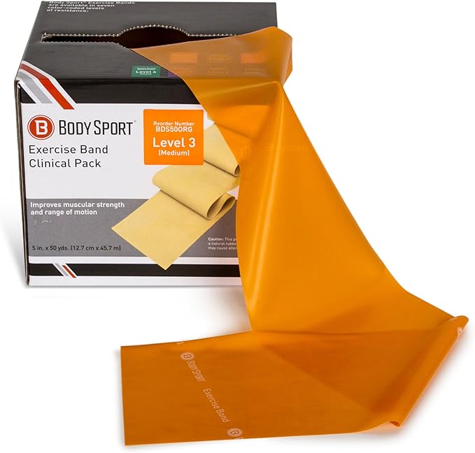 Body Sport Exercise Bands - Resistance Bands in 50 yard Rolls for Fitness, Stretching, or Physical Therapy
