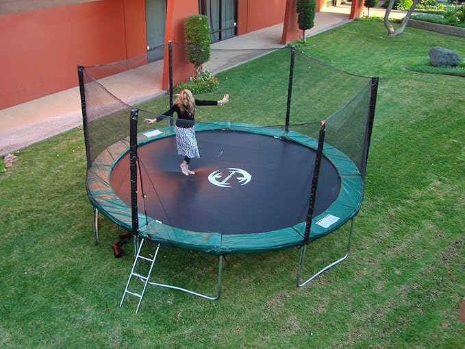 Happy Trampoline Round Trampolines 14 FT, 15 FT, 16 FT - ASTM Approved - Outdoor Gymnastic Trampolines for Adults and Kids with Net Enclosure