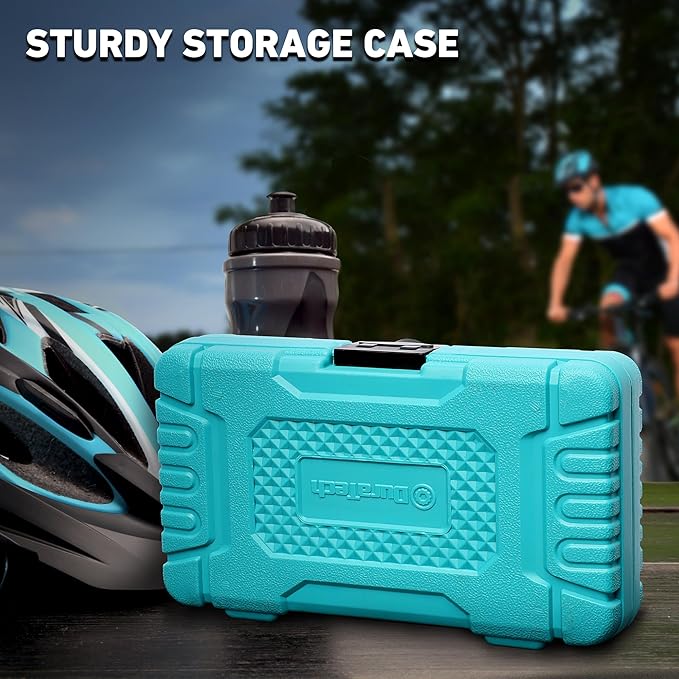 DURATECH 31 Pieces Bicycle Tool Kit, Complete Bike Repair Kit with Storage Box, Mountain Bike Repair Tools, for Mountain, Road, and Park Bicycle with Chain Riveter, Tire Levers, Crank Puller