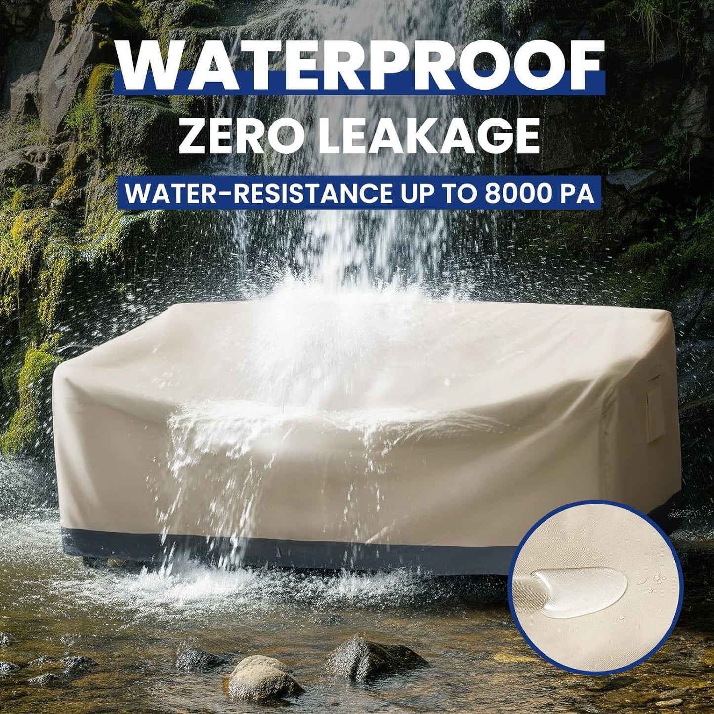 Extra Heavy Duty Outdoor Couch Cover Waterproof Up to 8000pa, Large 3-Seater Patio Sofa Cover, Lawn Patio Furniture Covers with Air Vent, 79" W x 37" D x 35"H