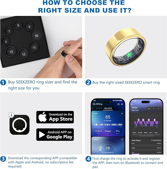 Smart Ring for Women Men - Titanium Health Fitness Tracker Ring with Heart Rate, Step Counting, Calories, Sleep & Stress Monitor for iPhone and Android, No Subscription Fee (Rose Gold, 13)