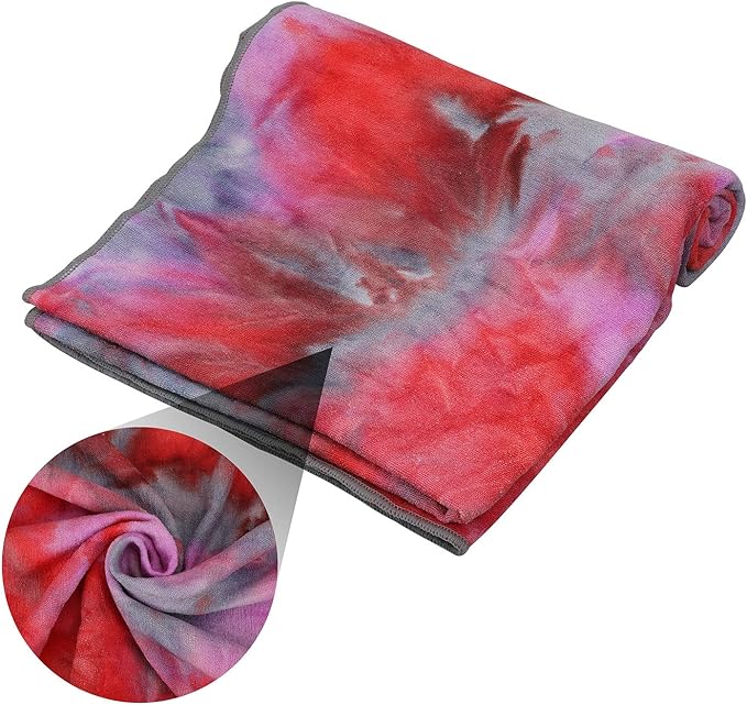 Yoga Towels , Non Slip Hot Yoga Towel Skidless Waffle Texture, 100% Absorbent Odorless Microfiber Yoga Blanket, Standard Sized 24 inchx72 inch Mat Towel (Pink & Red)1