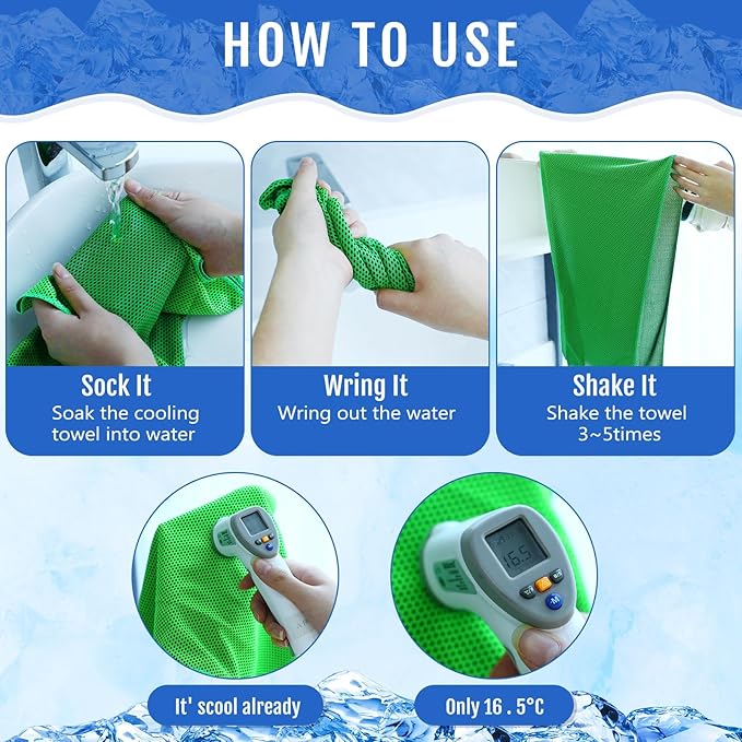 Hosuly 30 Pack Cooling Towels, 40"x12" Ice Breathable Soft Chilly Sweat Rag Microfiber Workout Rags for Gym Cooling Towels for Neck and Face for Yoga Golf Sport Running