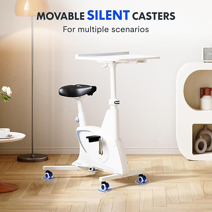 FLEXISPOT Exercise Bike with 2D Desktop, Space Saving Under Desk Bike with Removable Desk, Stationary Bikes Indoor Bikes with 300LBS Heavy Duty 8-Level Resistance Flywheel Optional LCD, V9PRO/V9MAX