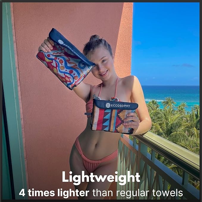 ECCOSOPHY Microfiber Beach Towel - Sand Free Towels are Quick Dry, Light Weight, Super Absorbent - Perfect Pool, Travel, Cruise, Camping Essentials - Oversized Extra Large for Adults 71x35 in