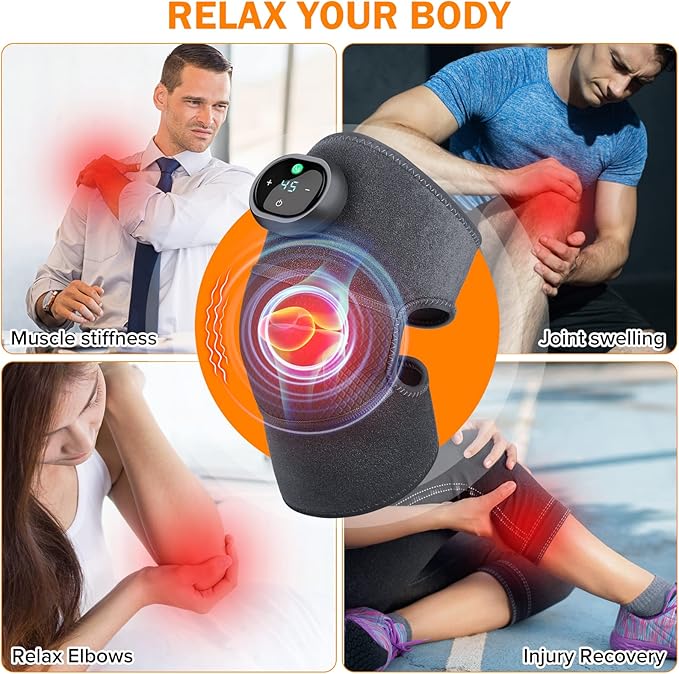Heating Knee Massager, Knee Shoulder Elbow 3-in-1 Heating Vibration Massager, Portable Wireless Hot Compress Massager, Relieve Joint Pain and Pressure, Suitable for Office, Study
