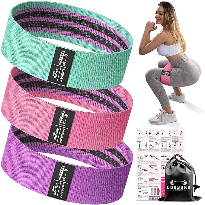 Fabric Resistance Bands for Working Out - Exercise Bands for Women and Men, Booty Bands for Legs and Glute, Yoga, Pilates, Rehab, Fitness and Home Workout