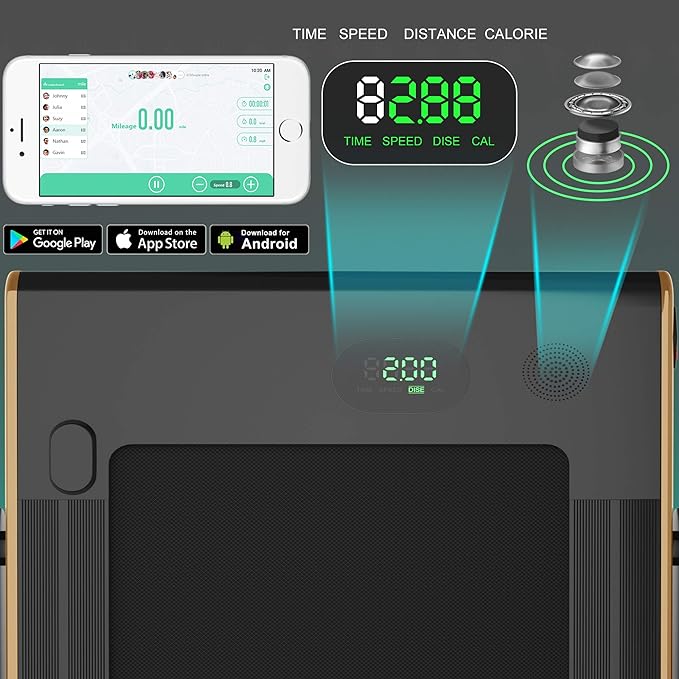 GYMAX Walking Pad, 2.25HP Foldable Treadmill with Smart App & Remote Control, Bluetooth LED Monitor, Small Spaces Compact Running Machine, Folding Portable Under Desk Treadmill for Home Office