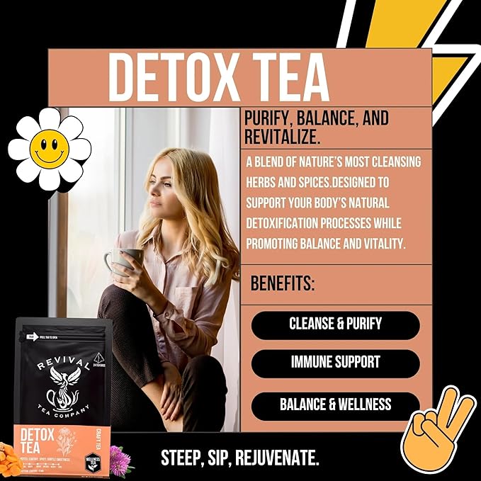 Revival Tea Company Herbal Tea - Hand Blended Craft Bold Flavor | Loose Leaf or Tea Bags | Organic and Caffeine Free (Tea Bags, Detox Tea)