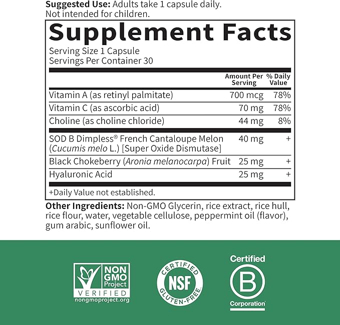 Garden of Life Skin Smooth Sustained Release Duo Caps, Best Skincare Supplement for Smooth, Radiant Skin with Hyaluronic Acid, Vitamins A & C, and SOD B Dimpless, Gluten-Free, 30 Plant-Based Capsules