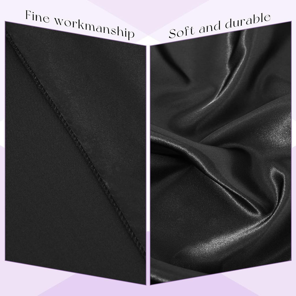 10 Packs Satin Tablecloth 120 Inch Black Round Table Cloth Silk Tablecloth Smooth Fabric Overlay Satin Table Cover Decoration for Wedding Party Banquet Events