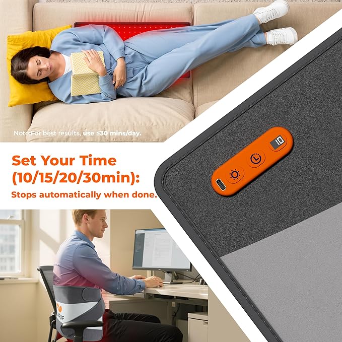 Red Light Therapy for Body, 25.2"x13" Large Light Therapy Pad with Timer, 660&850nm Infrared Light Therapy for Back Waist Shoulder Knee Joint, 10000mAh Cordless Using Home Outdoor, Gift for Women Men