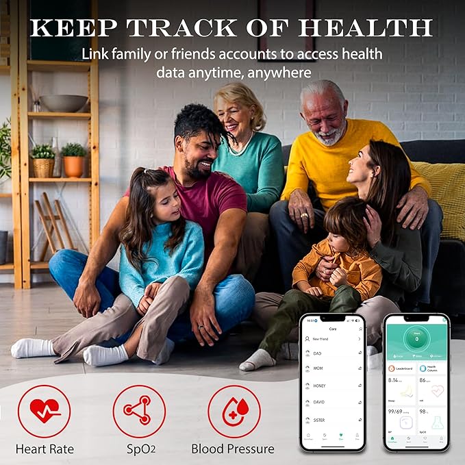 Smart Health Ring for Women Men Fitness Tracker with Heart Rate, Blood Oxygen, Blood Pressure, Sleep Monitoring, Step Counting, IP68 Waterproof for iPhone and Android, No APP Fee, Gold 12