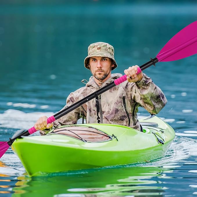 Kayak Paddle Aluminum Shaft Paddle with Nylon Blades, Floating Adjustable Kayaking Oars, 3 Piece, 220-240cm/86-94 Inches,Black/Rose/Teal/Black/Orange/Grey