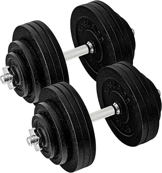 Yes4All Old School Adjustable Dumbbell Set with Weight Plates, Star Lock Collars/Connector, 40lbs to 200lbs Adjustable Weight Plates Set