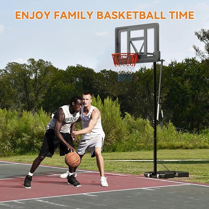 GORISE Portable Basketball Hoop for Home Outdoor Use, Adjustable Height, Shatterproof Backboard, for Daily Practice in Backyard or Garage Indoor Outdoor Backyard Pool