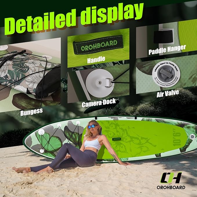 10’6/11’6 Inflatable Stand Up Paddle Board with Premium Paddleboards Accessories, Wide Stable Designed SUP Paddleboard for Adults & Youth.