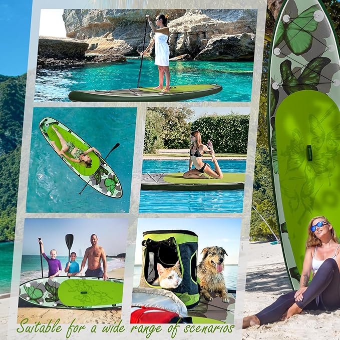 10’6/11’6 Inflatable Stand Up Paddle Board with Premium Paddleboards Accessories, Wide Stable Designed SUP Paddleboard for Adults & Youth.