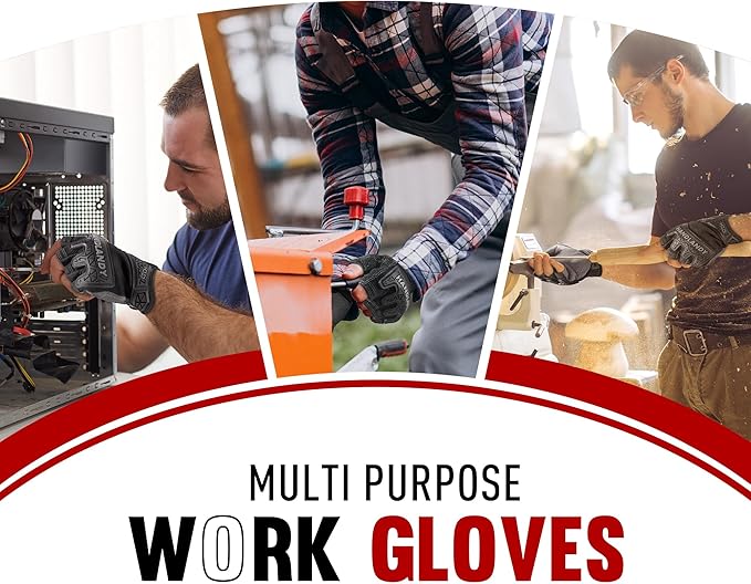 HANDLANDY Fingerless Work Gloves for Men, Padded Half Finger Tactical Mechanics Gloves, Utility Trucker Driver Gloves (Black, X-Large (Pack of 1))