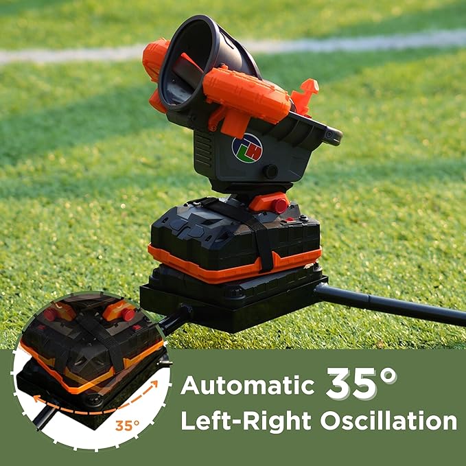 Furlihong 389BH Football Machine for Kids & Teens, Automatic & Manual Thrower, 3 Adjustable Angles, Left-Right Oscillation, Ideal for Catch & Pass Drills