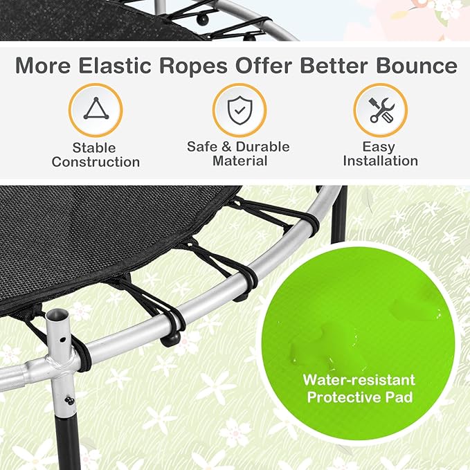 GYMAX Toddler Trampoline, 55” Trampoline for Kids with Bottom-to-Top All-Round Enclosure Net & Seamless Jumping Mat, ASTM Approved Easy Assembly Kids Mini Trampolines Indoor/Outdoor