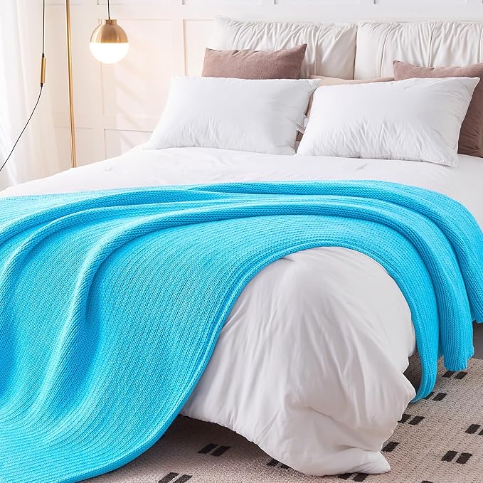 L'AGRATY Knitted Weighted Blanket - 48"x72" 15lbs Cooling Chunky Knit Heavy Blanket for Adults Braided Crochet Throw Thick Cable Yarn Knit Decorative No Beads Evenly Weighted Machine Washable