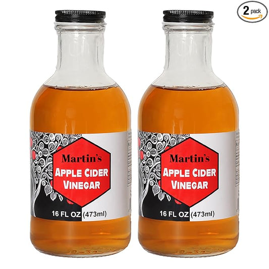 Slide Ridge Martin's Honey Apple Cider Vinegar | Crispy & Sweet | Wellness, Kitchen, & Household Staple | 16 oz (Pack of 2)