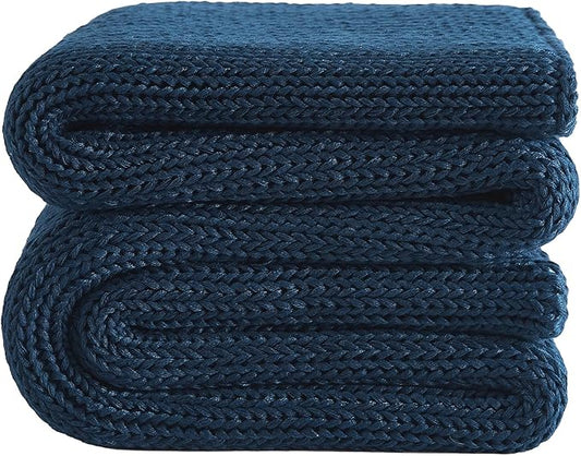 L'AGRATY Knitted Weighted Blanket - 50"x60" 7lbs Cooling Chunky Knit Heavy Blanket for Adults Braided Crochet Throw Thick Cable Yarn Knit Decorative No Beads Evenly Weighted Machine Washable