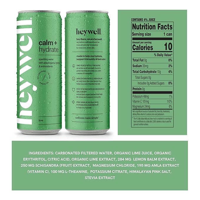Heywell Sparkling Adaptogenic Drink, Citrus Variety Pack, 12 Fluid Ounce (Pack of 12) - Organic, Non GMO, Vegan, Gluten Free, Dairy Free (12 Pack, Citrus Variety Pack)