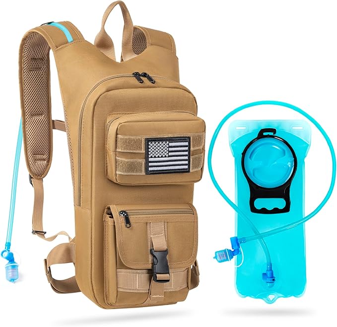 Hydration Backpack, Tactical Molle Water with 2L TPU Water Bladder, for Men Women Lightweight Water Backpack, Hydration Pack for Hiking, Biking, Climbing and Hunting