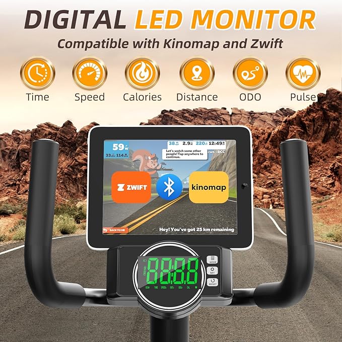 VANSWE Recumbent Exercise Bike, Recumbent Stationary Bikes for Home 400 LBS Weight Capacity, Exercise Bike for Home Seniors with Smart App and Bluetooth Connectivity, LED Display, Pulse Handle