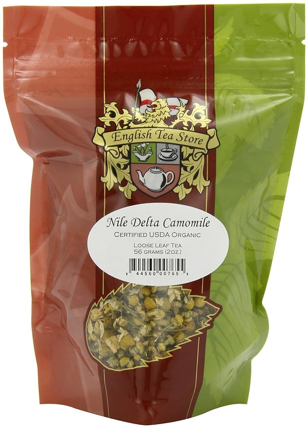 Organic Nile Delta Camomile Tea | Loose Leaf Herbal Tea from Egypt | Fruity Floral Aroma | Caffeine-Free Nighttime Blend | Relaxing Herbal Infusion | 2oz Resealable Pouch | Naturally Dried Flowers