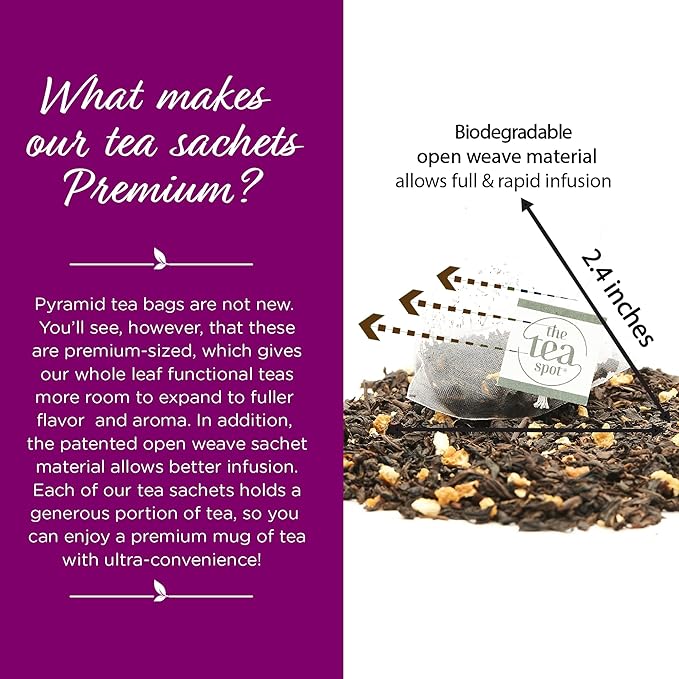 The Tea Spot Organic Morning Mojo Black Tea with Vanilla and Citrus for Energy | Breakfast Blend of Pu'erh Tea, Black Tea, Orange Peel and Vanilla Flavor | 15 Tea Bags